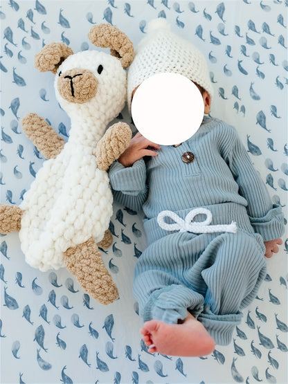 Kukitty Newborn Baby Boys Girls Clothes Unisex Long Sleeve Solid Color Ribbed Bodysuit And Pants Outfits Set, for Outdoor