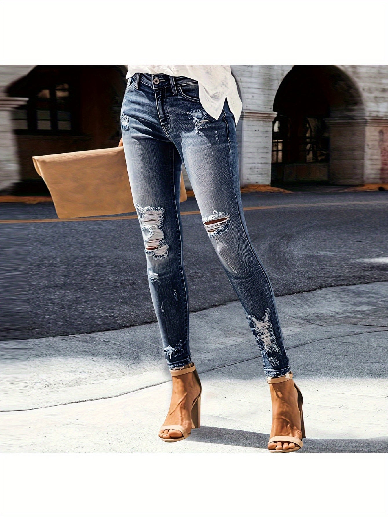 2025 Summer Trend Ripped Jeans: High-Stretch, Slim-Fit & Figure-Flattering. Embrace Your Street Style! Comfortable & Versatile Denim for Confident Everyday Wear. Perfect for Date Night Or Casual Hangouts! Find Your Perfect Fit Now!