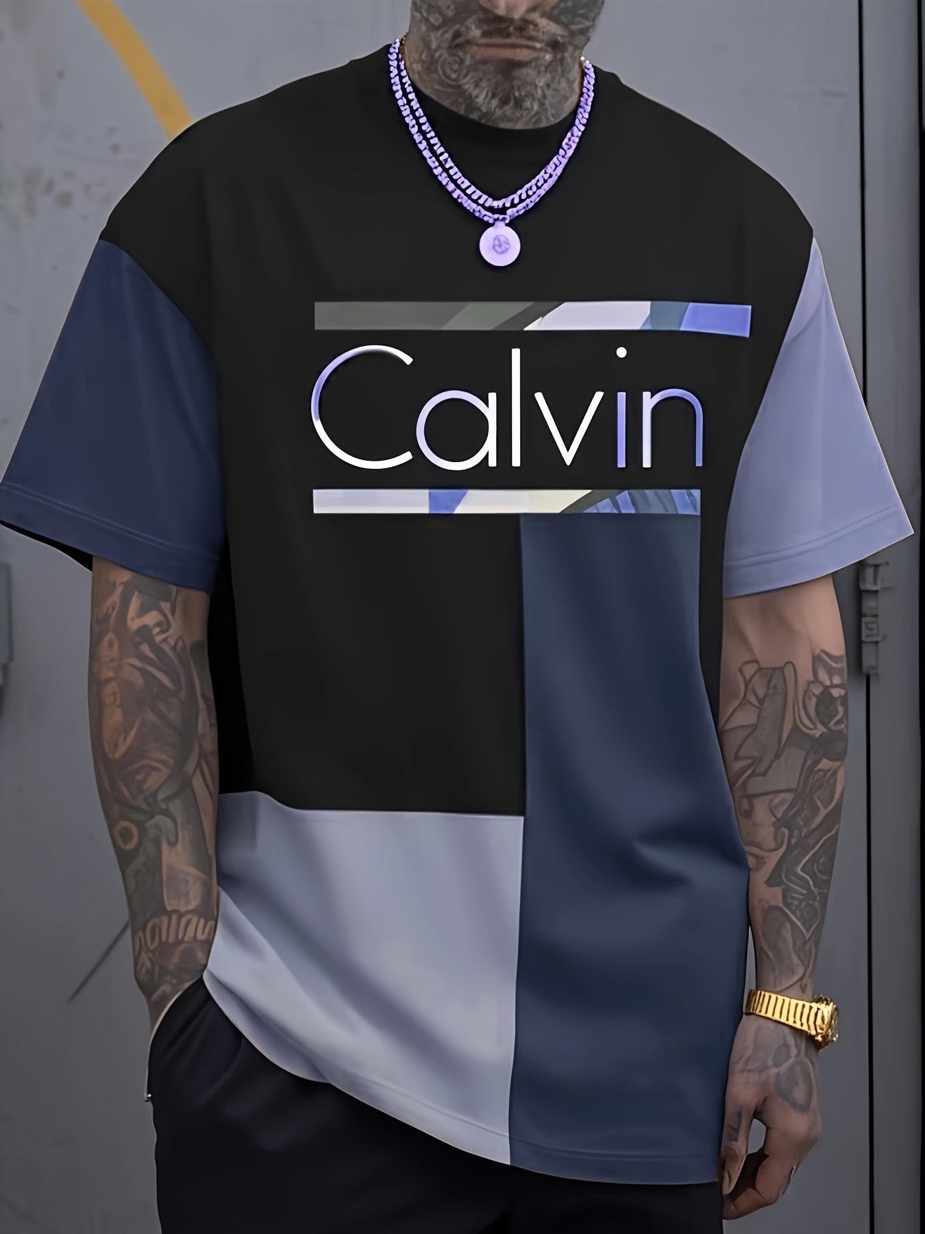 Men's Large Size Oversized T-Shirt - Full-Body 3D Letter Print Modern Typography Top, Loose Fit Round Neck Short Sleeve Casual Shirt Suitable for Spring/Summer Wear, Durable Digital Print Blouse Style for Tall Males (Machine Washable), PLUS SIZE