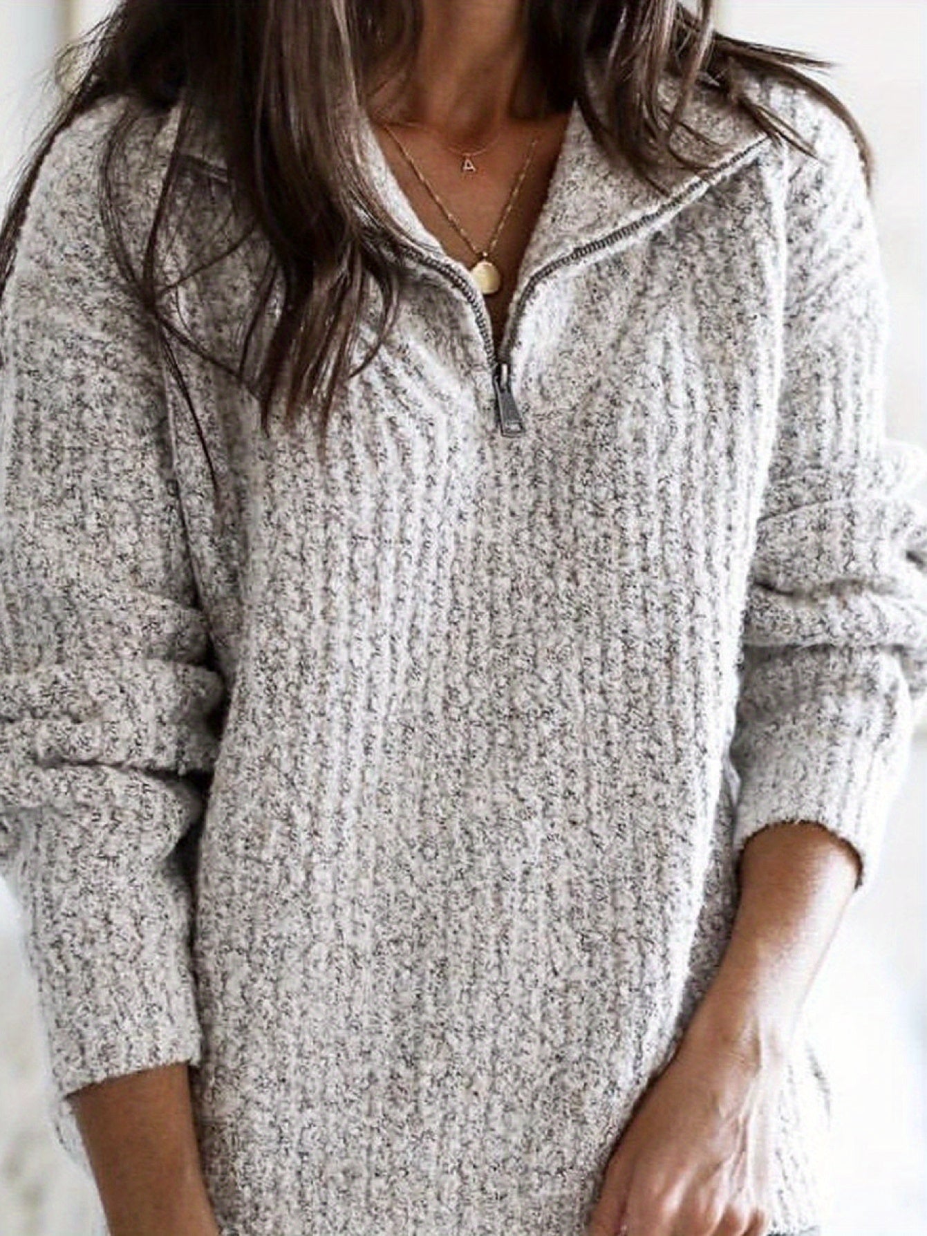 2025 Autumn Winter Zipper Pullover Long Sleeve Sweater Coat for Women