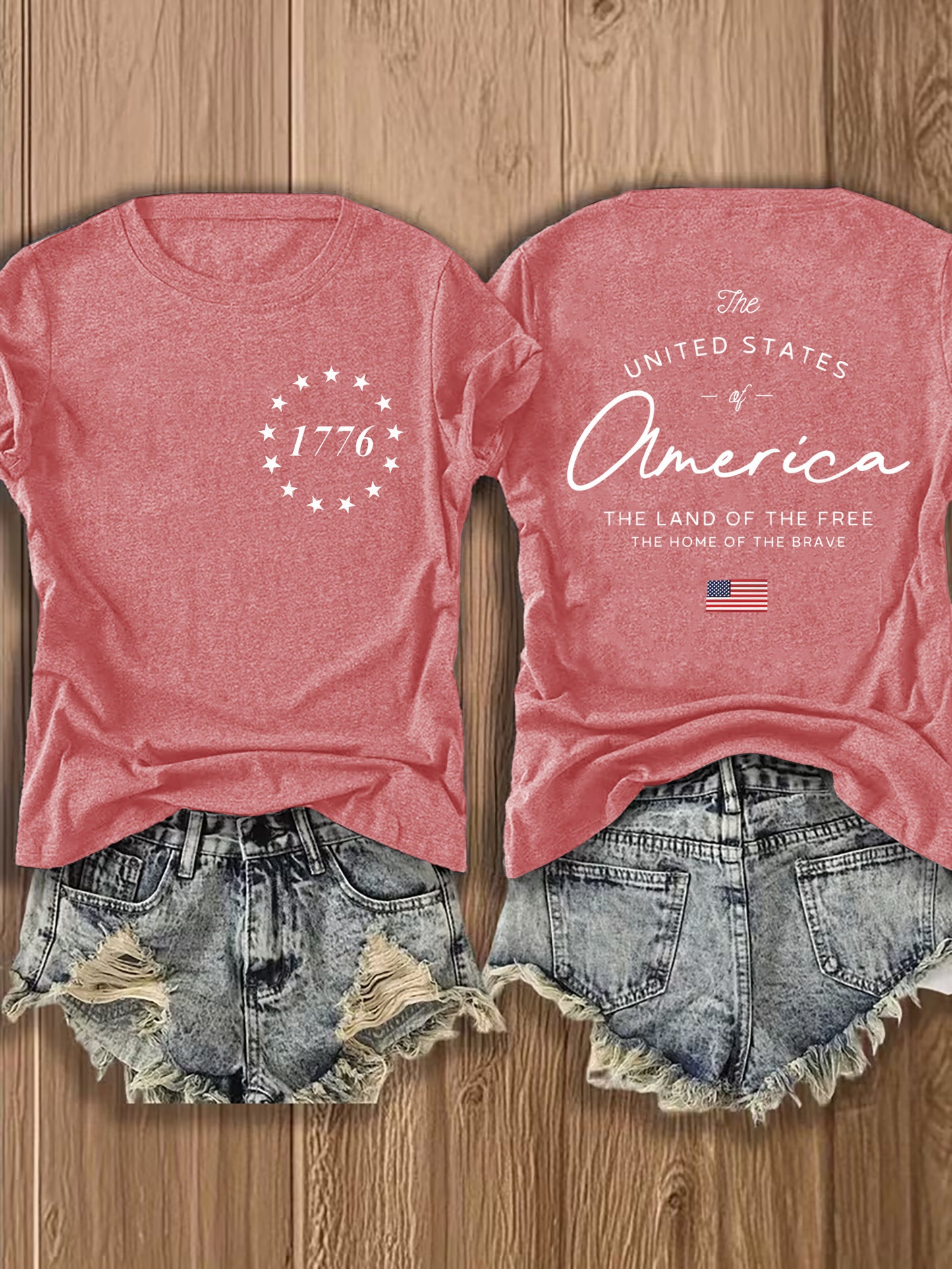Women' US Flag T-Shirt with 1776 Design & American Symbols - Breathable Short Sleeve Top, Casual Streetwear Blouse-Compatible for - Wear Suitable for Fall Outfits, 4th of, Casual Attire, Machine Washable Non-