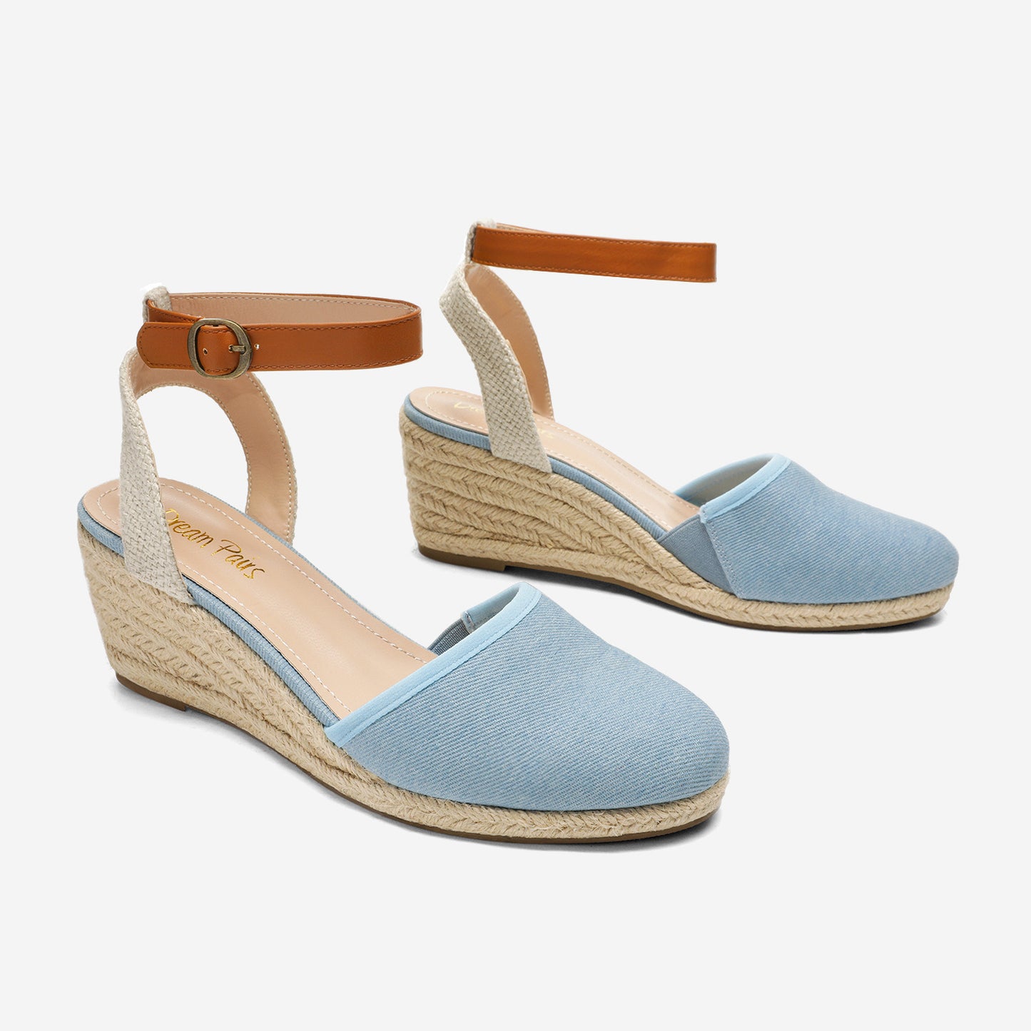 Women's Ankle Strap Closed Toe Espadrille Wedge Heels Sandals, Versatile and Stylish for weddings, shopping, dating, with wrap dresses, jeans, skirts, shorts, jumpsuits, for formal or casual occasions