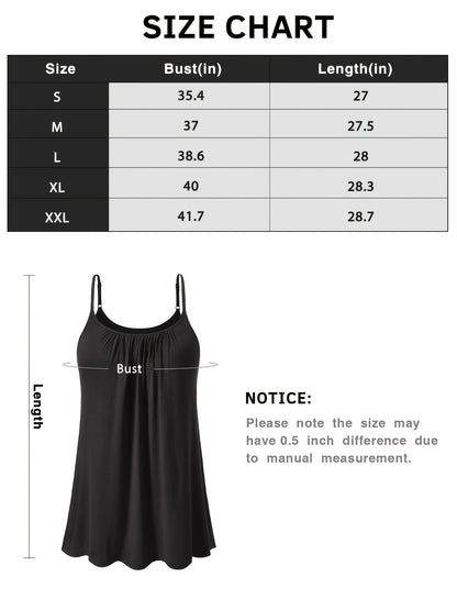Vislivin Summer Women'S Camisole Tops with Built-In Bra - Seamless Sleeveless Tank Tops, Soft Flowy Loose Fit Cami with Adjustable Spaghetti Straps, Comfy Elegant Blouse for Casual Wear