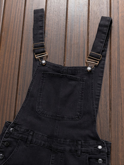Stylish And Modern Men'S Denim Overalls with Multiple Pockets, And Distressed for Work