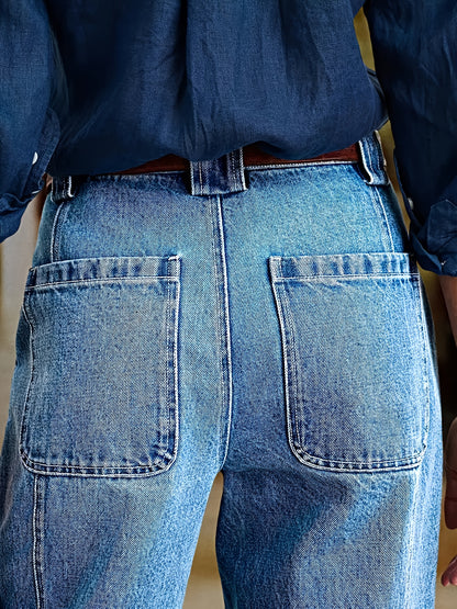 Women's Lake Blue Oversized Jeans - product view 7