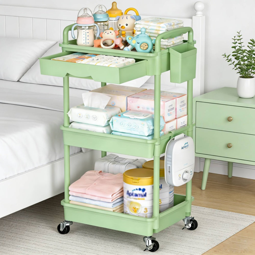 Nursery Storage Cart - Mobile 3-Tier Organizer