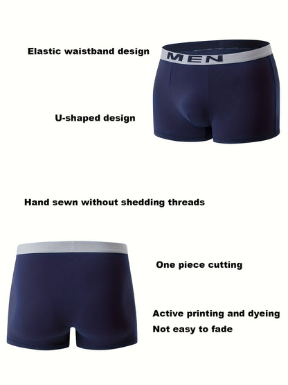 10pcs Men's Breathable Boxer Briefs Bulk Pc - Elastic Waistband Underwear Suitable for Casual Attire, Multi-Color Boxers (Navy, Black, Gray, Dark Blue, Brown) - All-Season Fit Bulk Purchase Savings