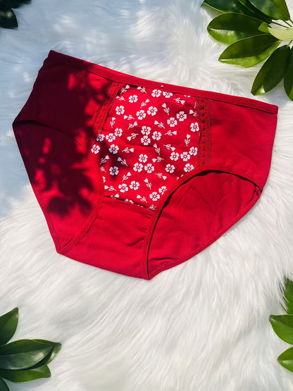 17pcs Women's Comfortable Mid-Waist Printed Bikini Panties, Breathable Butt Lifting Plus Size Panties (Random Delivery)
