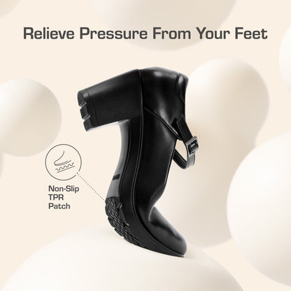 Women's Chunky Low Block Heels Mary Jane Closed Toe Work Pumps Comfortable Round Toe Dress Wedding Shoes