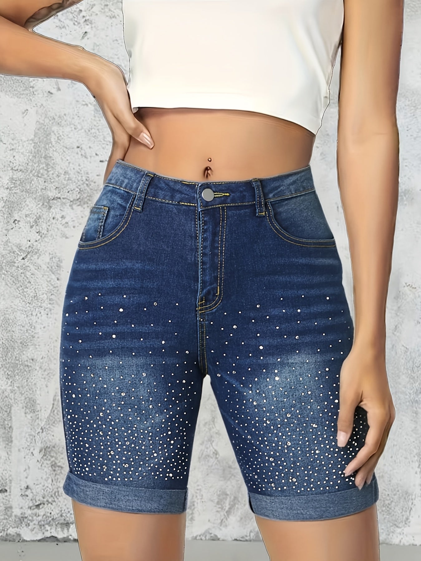 Women's Medium Blue Denim Denim Shorts - product view 11