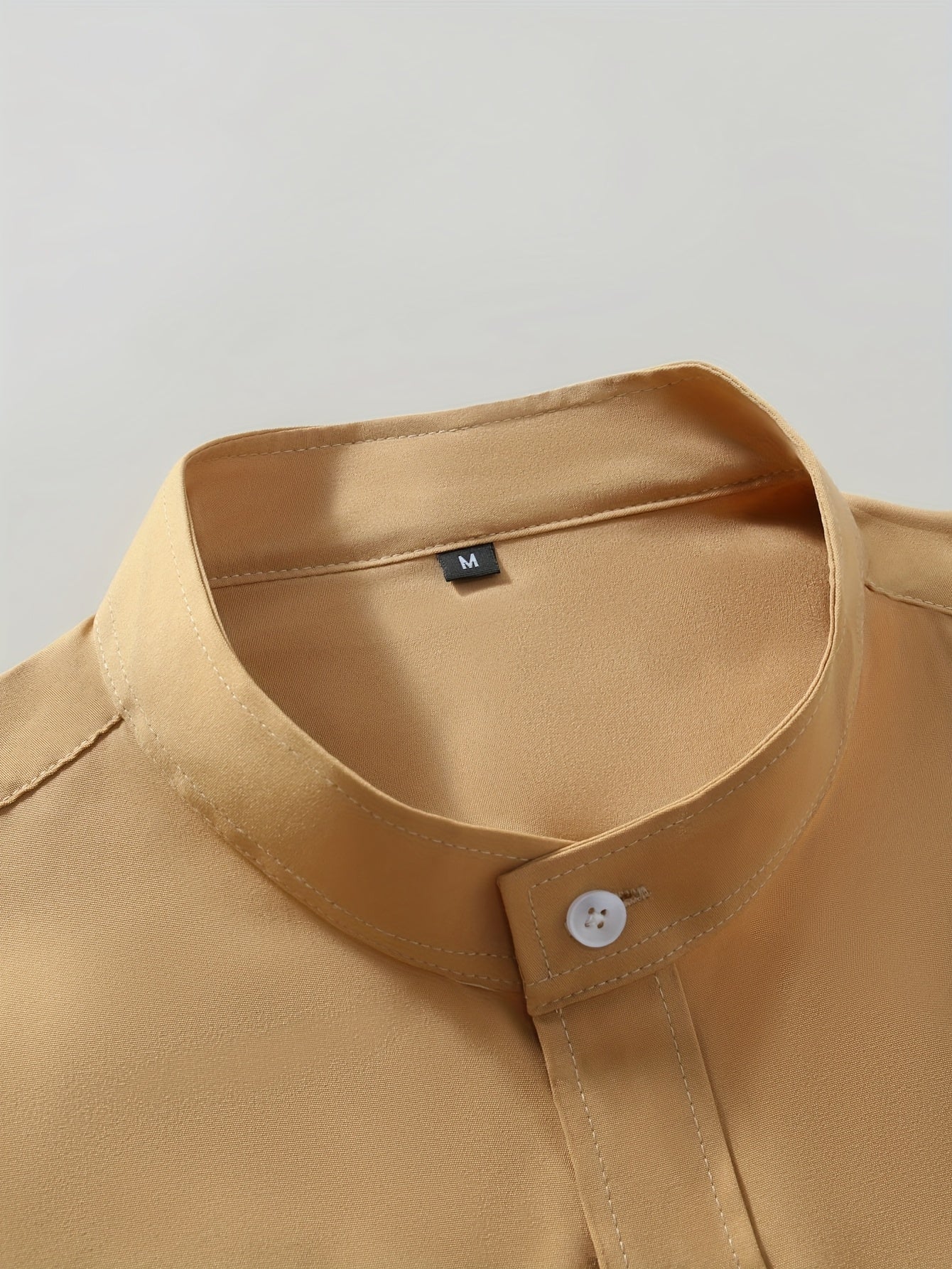 Men'S Henley Collar Long Sleeve Shirt | Casual, All-season, Solid Color, Regular Fit, Button Details, Woven Fabric