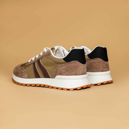 Women's Genuine Leather Chunky Lug Sole Lace Up Running Shoes Casual Designed Fashion Sporty Sneakers AA1127n