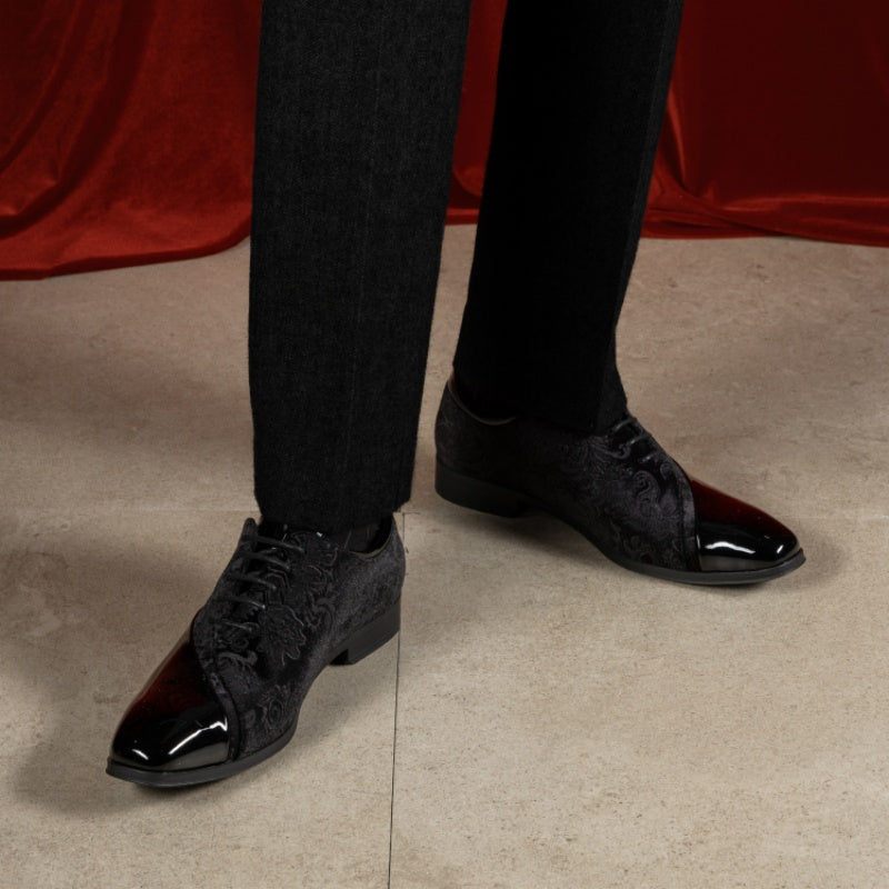 Men's formal tuxedo shoes classic patent velvet lace-up formal oxford shoes for wedding dresses