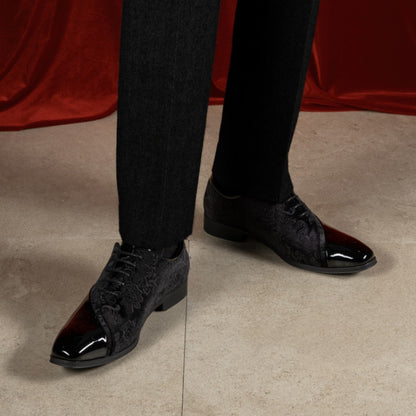 Men's formal tuxedo shoes classic patent velvet lace-up formal oxford shoes for wedding dresses