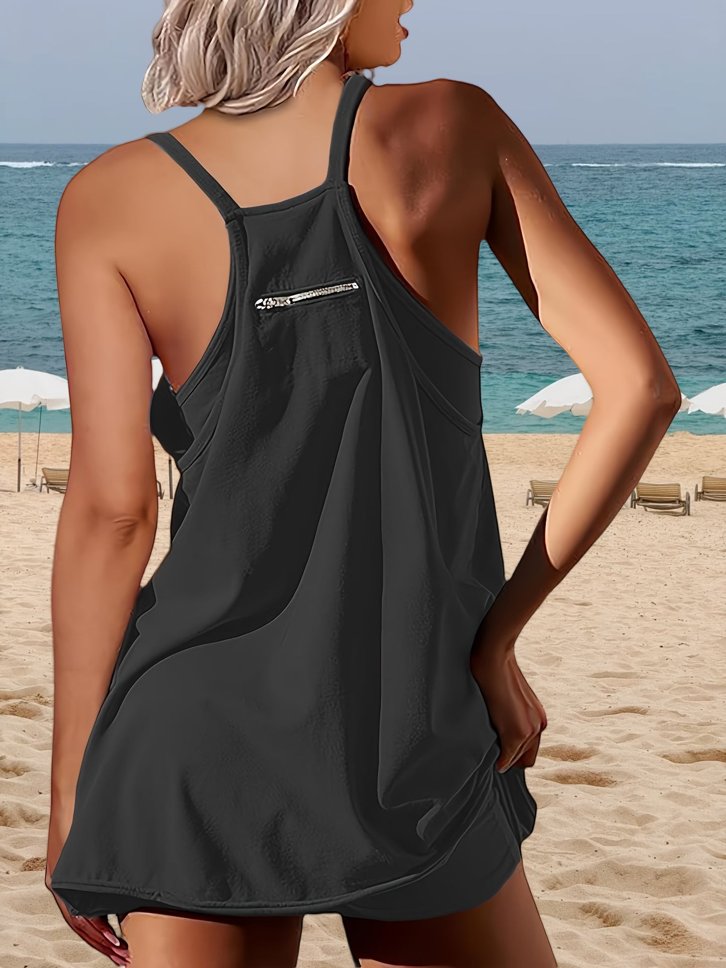 Casual Sleeveless Mini Dress for Women, Perfect for Summer Workouts And, Featuring Built-In Shorts