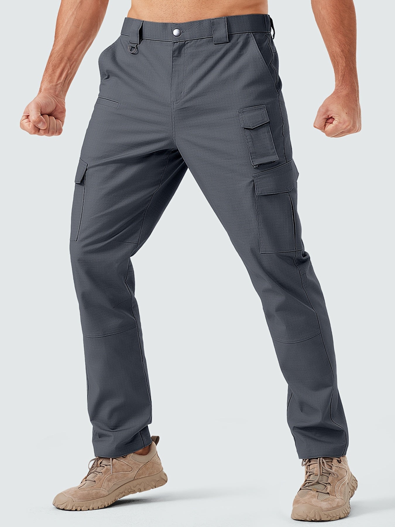 31' Men's Work Pants Cargo Pants Loose Casual Multi Pockets Outdoor Pants Color Block Straight Leg Cargo Pants with 8 Pockets
