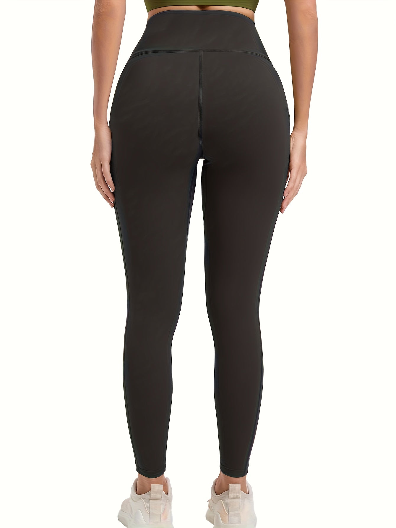 10pcs Pack Women's High-Waisted Stretch Yoga Leggings - Full-Length Workout Pants Suitable for Running, Gym, Pocketed for Layering - Solid Color Athletic Wear