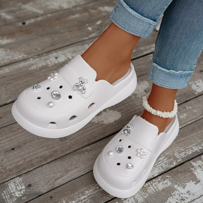 2026 Summer Beach Casual Women Mules Fashion Platform EVA Bowknot Pearl  for Mother'S Day Outdoor Vacation, Women Shoes