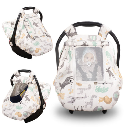 Beavtaens Car Seat Cover Baby, 3 In 1 Minky Baby Carseat Sover For Winter With Storage Bag