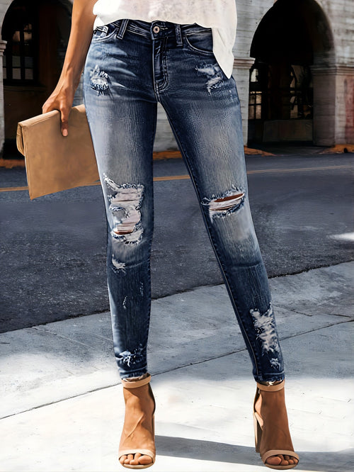 2025 Summer Trend Ripped Jeans: High-Stretch, Slim-Fit & Figure-Flattering. Embrace Your Street Style! Comfortable & Versatile Denim for Confident Everyday Wear. Perfect for Date Night Or Casual Hangouts! Find Your Perfect Fit Now!