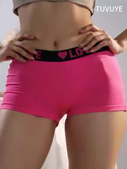 Set of 10 Women'S Briefs in Solid Colors, Available in 8 Shades, Showcasing a LOVE Letter Design. These Underwear Are Designed for Comfort And Breathability.