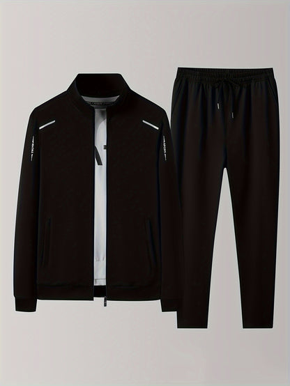 Men'S Casual Zip-Up Jacket And Sweatpants Set for Spring And Autumn Sports
