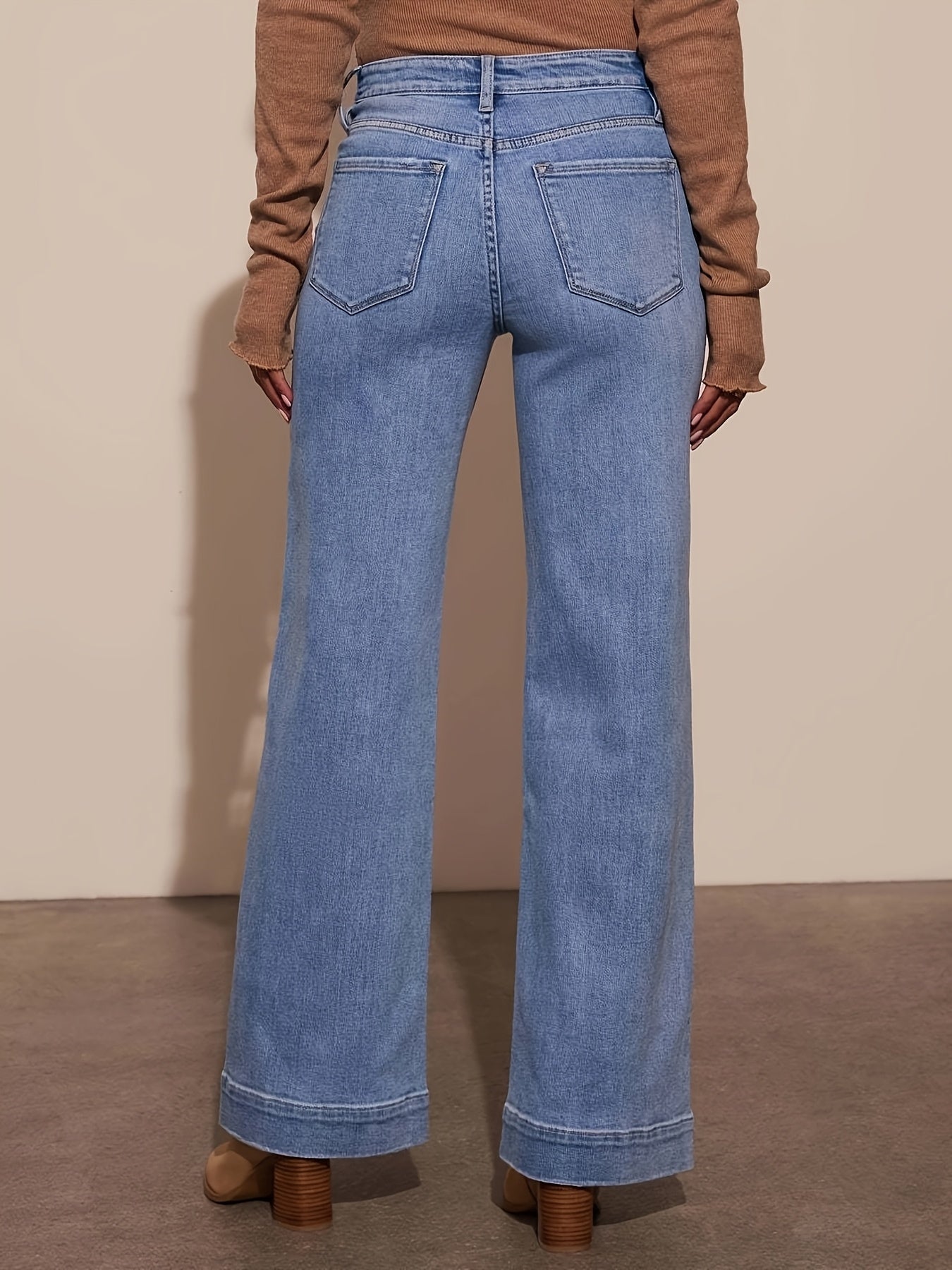 2025 Spring New High Waist Straight And Thin Wide Legs Temperament Denim Trousers