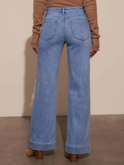2025 Spring New High Waist Straight And Thin Wide Legs Temperament Denim Trousers