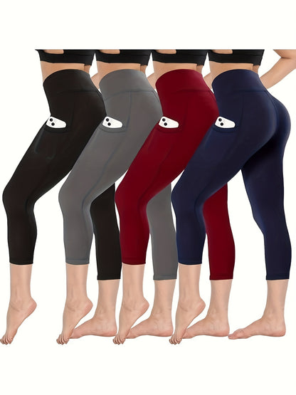 Women'S Capri Yoga Pants with Pockets Essential High-Waisted Leggings for Workout