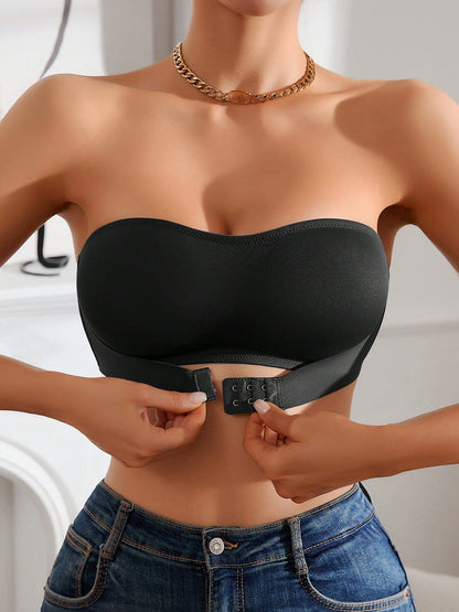 2pcs of Strapless Elegant Ladies Dress Bra - No Steel Ring, Front Buckle Design Comfortable and Not Embarrassed, Removable Bra Pad Style, Invisible Fit Does Not Show, with Strapless Dresses, Halter Dresses Exclusive Underwear!