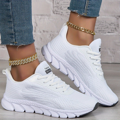 White Women's Lightweight Casual Sneakers for Womens Tennis Shoes Ankle Socks Shoes, Fitness Shoes Breathable Mesh Men's Walking Sneakers, Foam Runners Basketball Shoes, Lace-up Low-top Shoes Air Cushion Women, Women Shoes
