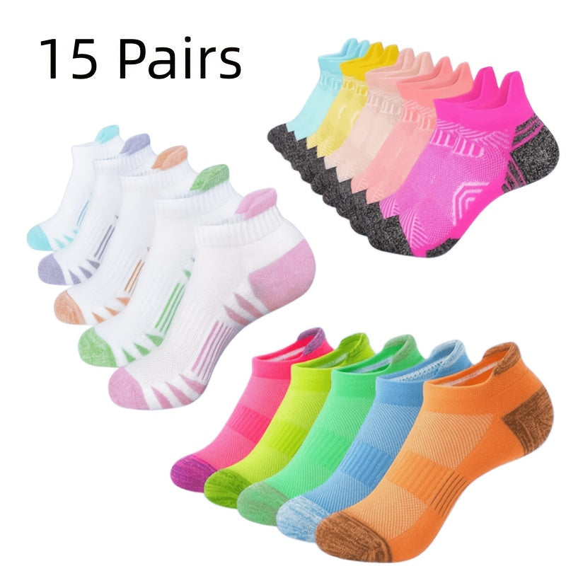 10/15 Pairs Compression Ankle Sports Pads, Fabric, Breathable Low Cut Label Design, With Thick Padding And Arch Support, Suitable For Running And Casual Wear