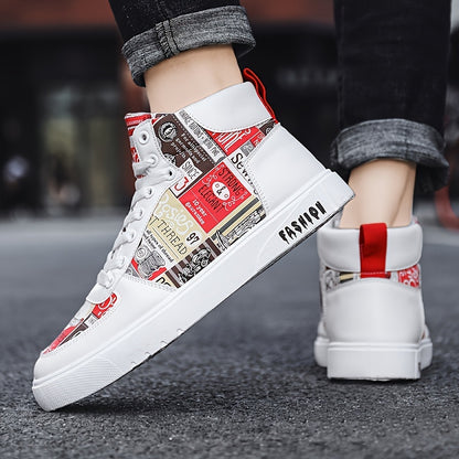 Men's high graffiti light fashion casual Joker men's shoes