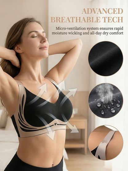 4pcs Wireless Bra Set for Women, Comfortable, Seamless, No Underwire Bra, Soft Support Daily Bra, Suitable for Home, Work, And Gym (Black, Blue, Green, Beige)