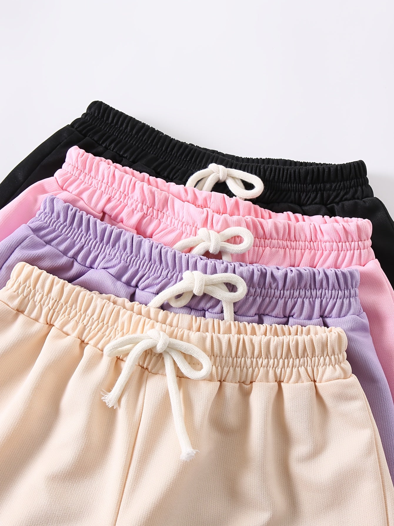 4pcs Girls' Summer Shorts with Heart Print & Bow Front - Non- Bow Tie Waistband, Machine Washable Casual Shorts Suitable for, Playdates, Casual Attire - Spring/Summer Outfits for to, Perfect for Outdoor