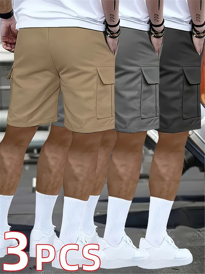 3pcs Set - Men's Shorts, Casual Loose Shorts, Perfect Choice, Large Pocket Workwear Shorts, Summer Workwear Shorts Men's Five Quarter Pants Ins Trendy Straight Leg Casual Five Quarter Shorts Couple Basketball Pants