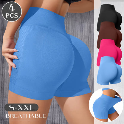 4-Pack Women'S Seamless Sports Shorts - Soft, Breathable, And Comfortable Boxer-Style Safety Underwear For Daily Wear And Light Workouts