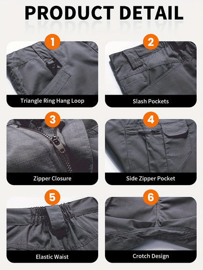 2pcs Summer Outdoor Cargo Shorts for Men, Multi-Pocket Hiking Shorts, Durable, Ripstop, Wear-resistant, Good for Camping, Hunting, Fishing, Summer Outdoor Activies and Daily Wear