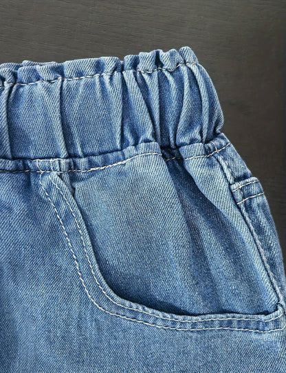 High-Waisted Wide-Leg Jeans, Super Charming Elastic Waist Thin Pants, Solid Color Washed, 2025 Autumn and Winter New