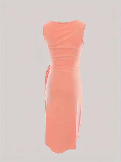 [Summer Bow-tie Dress] Summer Bow-tie Dress for Women - Asymmetrical Hem, Solid Color