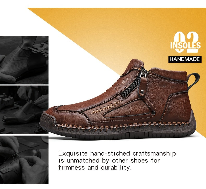 GREKS Men's Chukka Boots Are Handcrafted, Lightweight Ankle Footwear Featuring A Side Zipper for Easy Wear, Ideal for Comfortable Walking, Driving, And Casual Outings