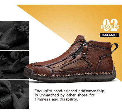 GREKS Men's Chukka Boots Are Handcrafted, Lightweight Ankle Footwear Featuring A Side Zipper for Easy Wear, Ideal for Comfortable Walking, Driving, And Casual Outings