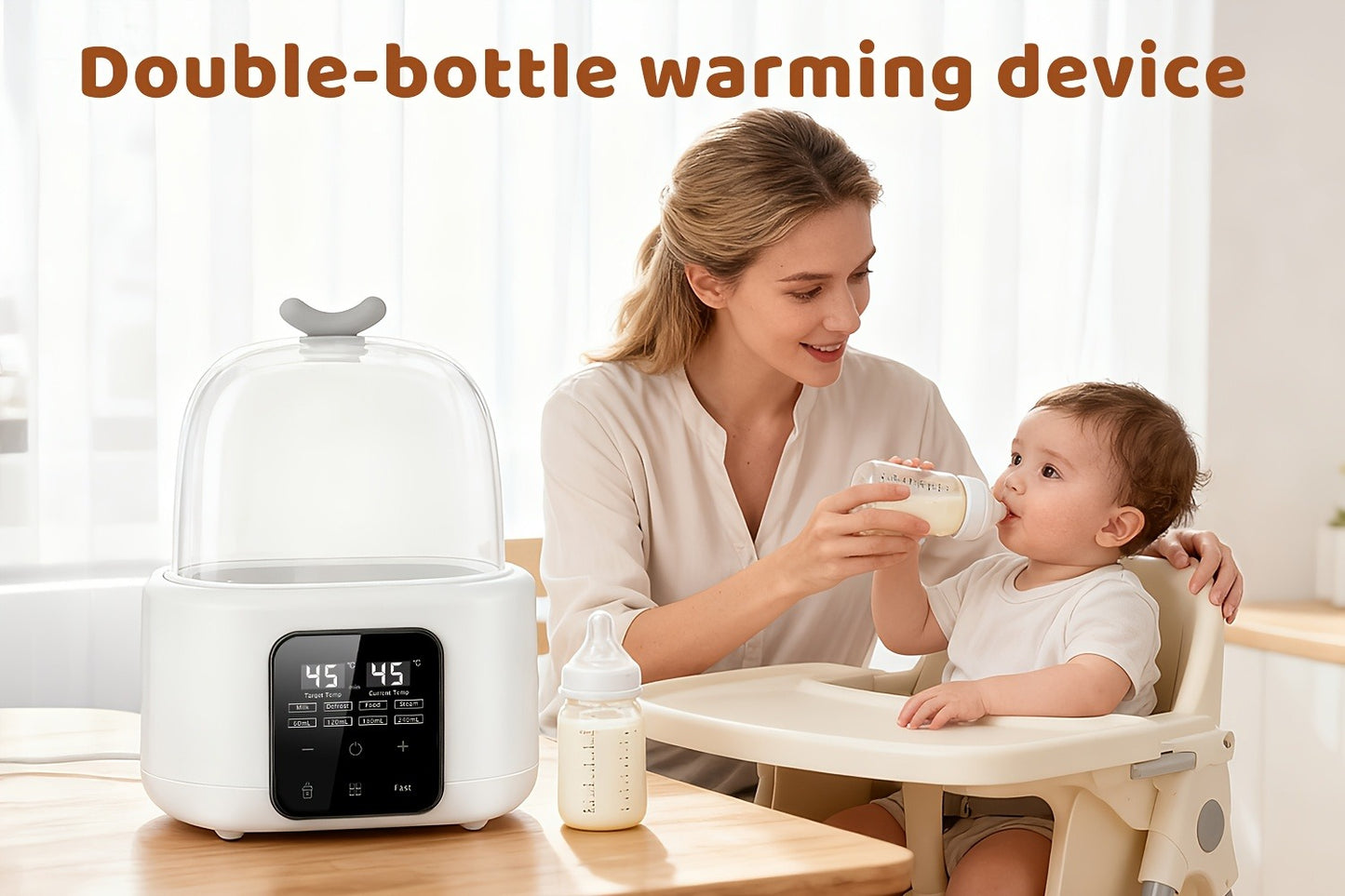 6-in-1 Electric Bottle Warmer - Timer, Defrost and Keep-Warm Modes