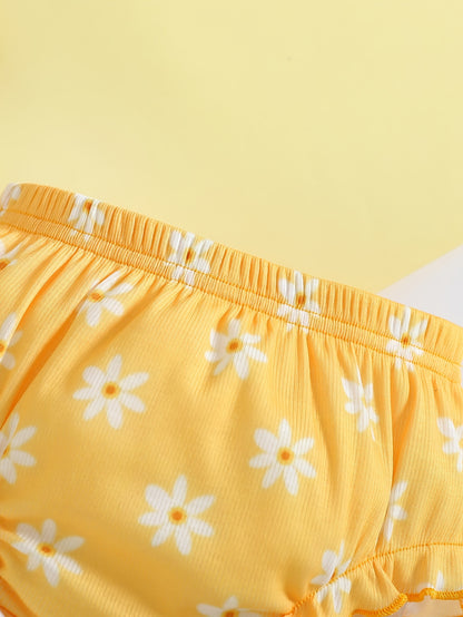 Girls' Shorts - School Season Gift - Summer Lightweight Design with Heart-shaped Pleated Edges - Baby Girl's 0-3 Years Old Small Pants - Versatile And Cute Casual Style - Suitable for Festivals And School Days - Girls' Shorts - Valentine's Day Gift