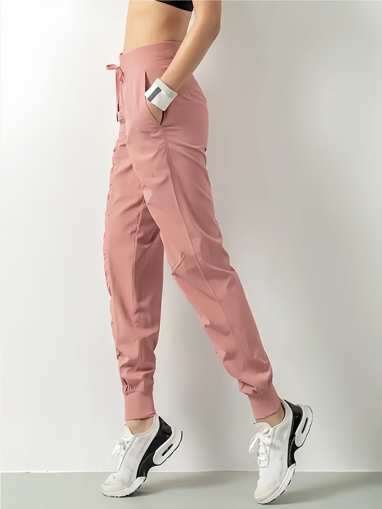 3pcs Women's Quick-Dry Training Tracksuit Pants - Slim Pleated Athletic Joggers with Drawstring Waist & Side Pocket, Gym Workout Pants Suitable for Running,, Gym - Spring Summer Fall Solid Color (Machine Washable)