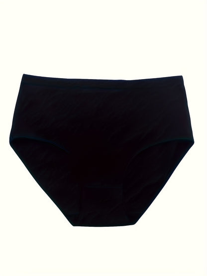 8pcs Of Oversized High Waisted Women's Underwear, 95% 5% Stretch, Breathable, Abdominal Control, Solid Color, Fabric Underwear