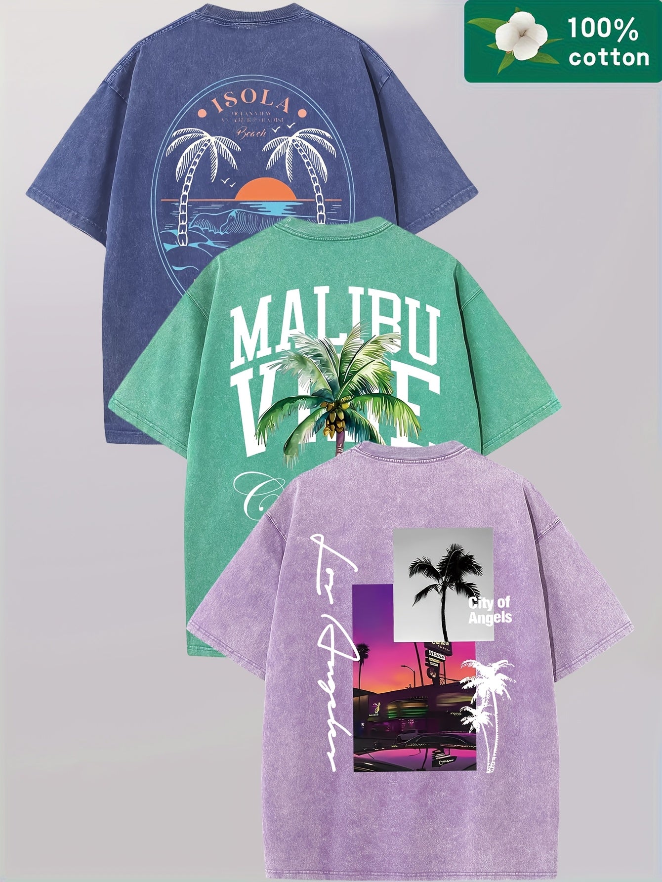 3pcs Combination Pattern Printed T-shirt, Men's T-shirt, Summer Casual Short Sleeve T-shirt