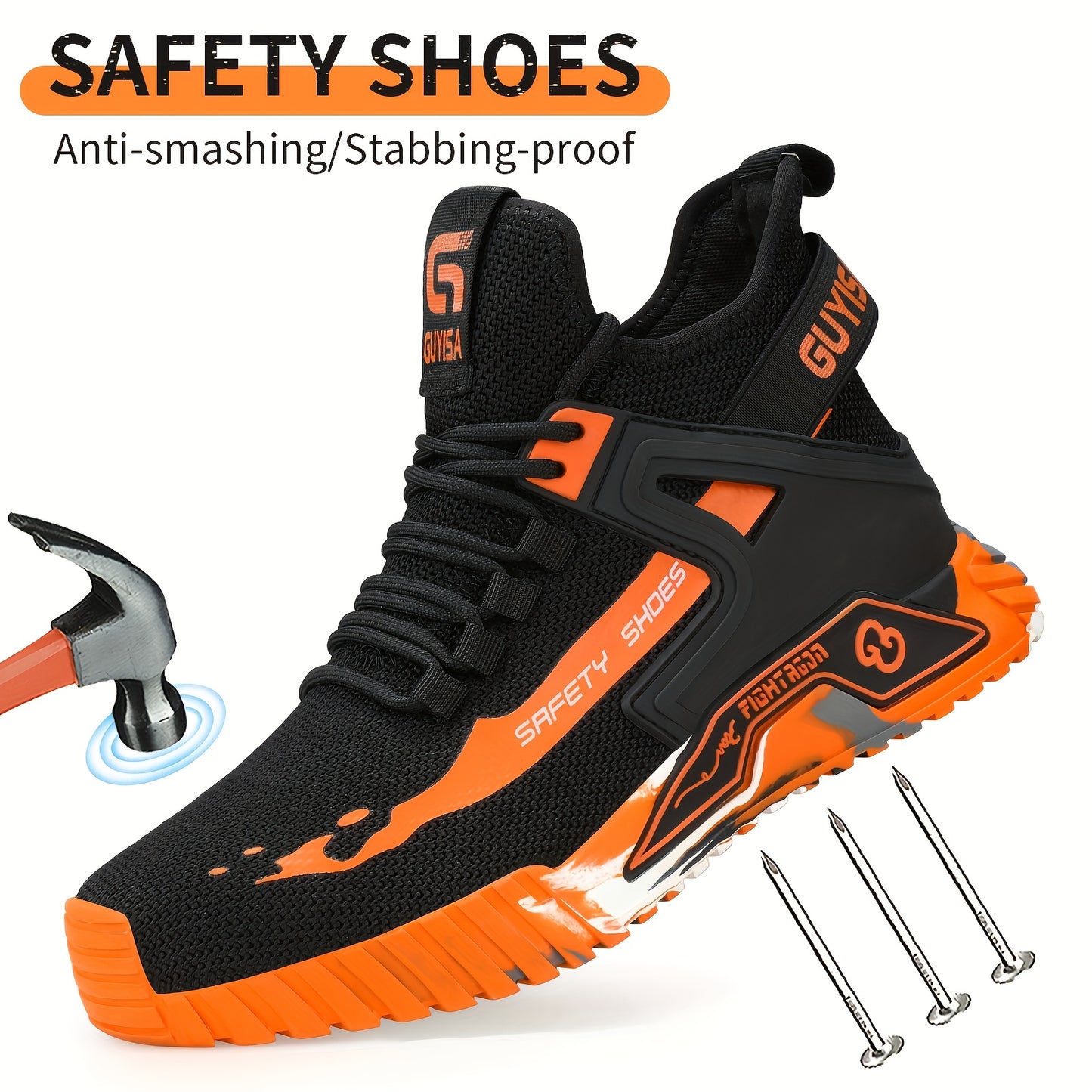 High-Top Work Boots for Men with Steel Toes, Comfortable And Non-Slip, Designed for Outdoor Activities And
