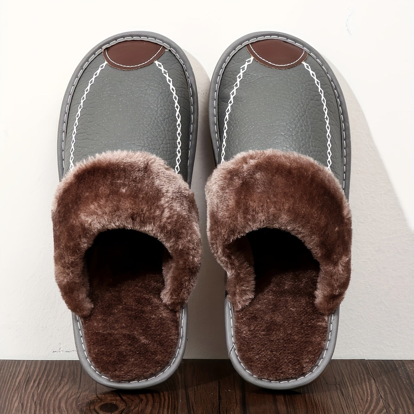 Men's PU Slippers Black Slip-On Men PU Slippers New Winter Warm Indoor Slipper Home House Shoes Warm Slippers Soft Sole For Indoor Comfort
