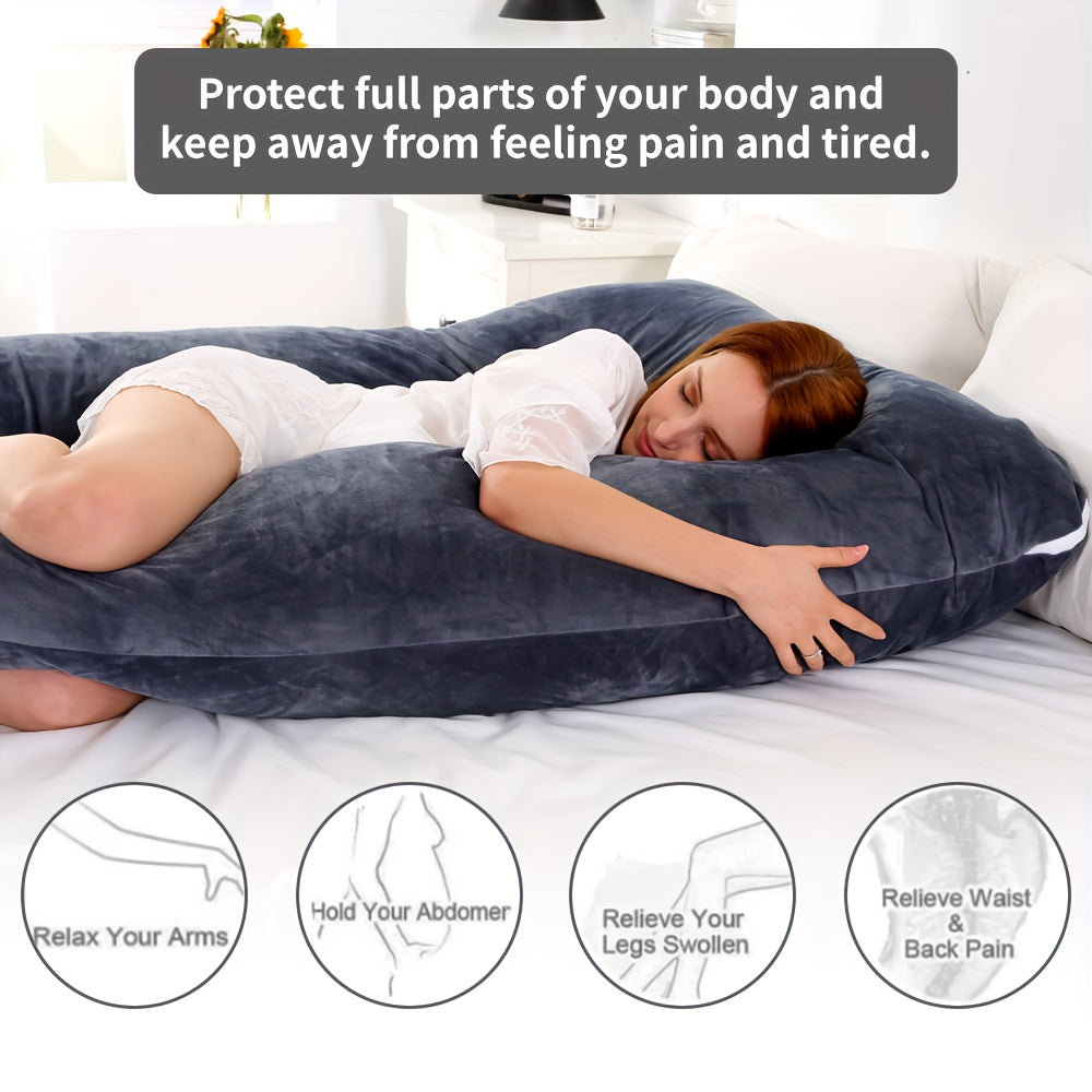 Chilling Home Pregnancy Pillows - U Shaped Maternity Pillow For Pregnant Women With Velvet Removable Cover, Easy To Clean - 47 Inch Pregnancy Pillows For Sleeping - Body Pillows For Adults Full Support, Fully Enclosed, Multiple Usage Methods